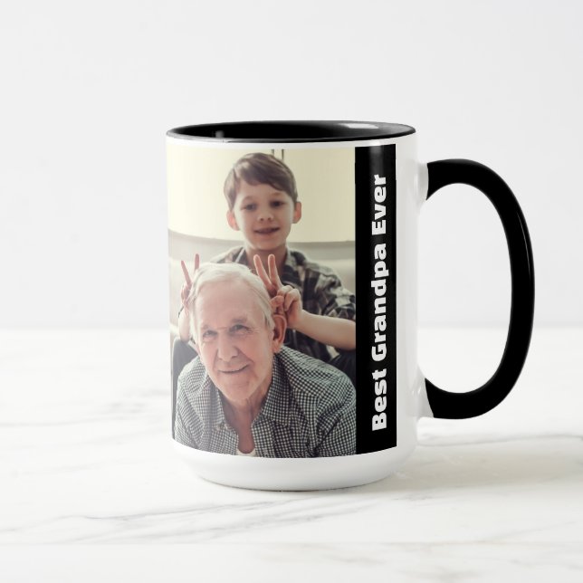 Best Grandpa Ever 2Photo Collage Minimalist Mug (Right)