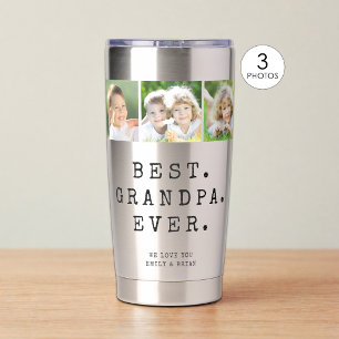 Best Grandpa Ever 3 Photos Personalized Insulated Tumbler