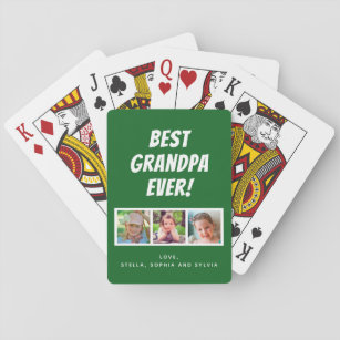 Best Grandpa Ever 3 Photos Playing Cards
