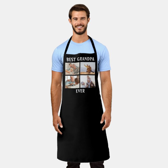 Best Grandpa Ever 4 Photo Collage Create Your Own  Apron (Worn)
