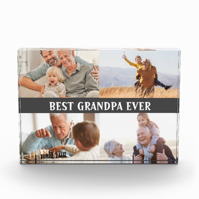Best Grandpa Ever 4 Photo Collage Create Your Own  Block (Front)