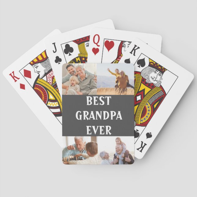 Best Grandpa Ever 4 Photo Collage Create Your Own  Playing Cards (Back)