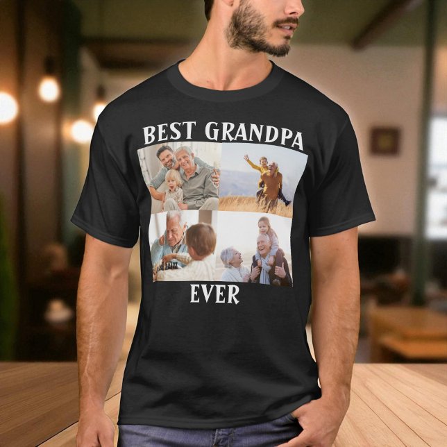 Best Grandpa Ever 4 Photo Collage Create Your Own  T-Shirt (Creator Uploaded)