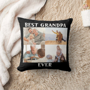 Best Grandpa Ever 4 Photo Collage Create Your Own Throw Pillow