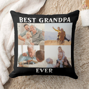 Best Grandpa Ever 4 Photo Collage Create Your Own Throw Pillow