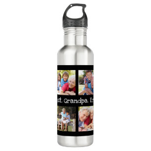 Best Grandpa Ever 4 Photo Collage Fun Keepsake  710 Ml Water Bottle