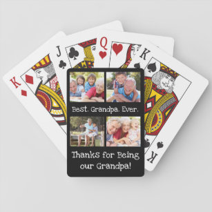 Best Grandpa Ever 4 Photo Collage Fun Keepsake Playing Cards