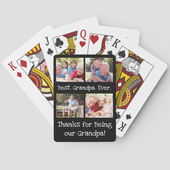 Best Grandpa Ever 4 Photo Collage Fun Keepsake Playing Cards (Back)