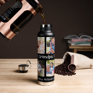 Best Grandpa Ever 4 Photo Collage Fun Keepsake Water Bottle