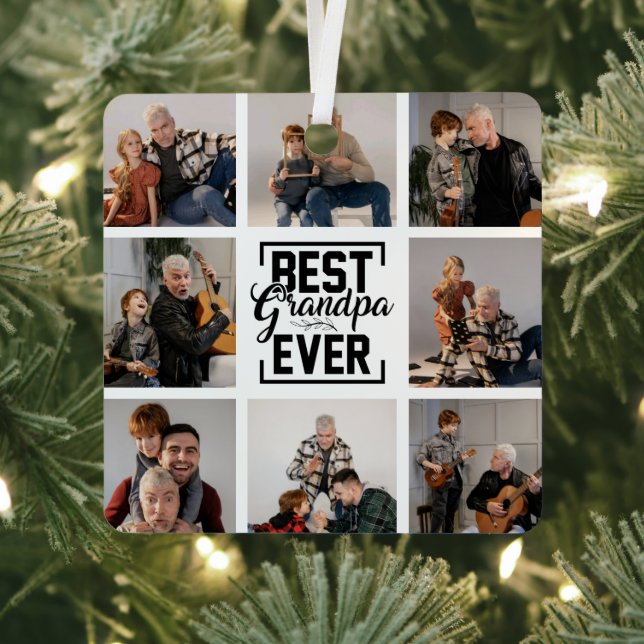 Best Grandpa Ever 8 Photo Collage  Metal Ornament (Insitu)