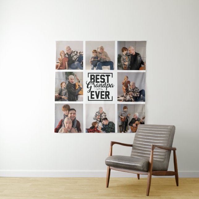 Best Grandpa Ever 8 Photo Collage  Tapestry (In Situ)