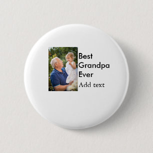 Best Grandpa ever add photo name classic elegant 2 Inch Round Button