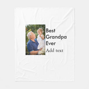 Best Grandpa ever add photo name classic elegant Fleece Blanket