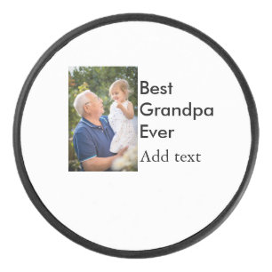 Best Grandpa ever add photo name classic elegant Hockey Puck