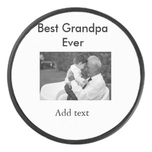 Best Grandpa ever add photo name classic elegant Hockey Puck