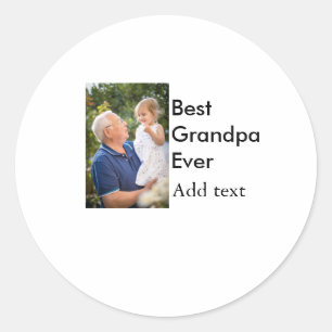 Best Grandpa ever add photo name classic elegant Round Sticker