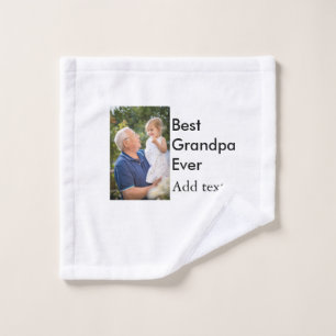 Best Grandpa ever add photo name classic elegant Wash Cloth