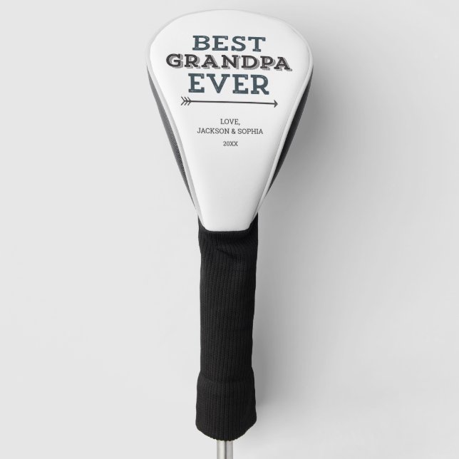 Best Grandpa Ever Arrow Custom Personalized Golf Head Cover (Front)