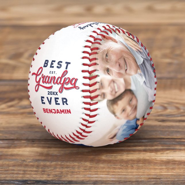 Best Grandpa Ever | Birthday Photos & Monogram Baseball (Creator Uploaded)