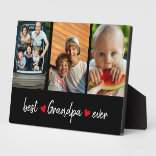 Best Grandpa Ever Black 3 Photo Custom  Plaque
