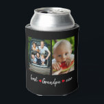 Best Grandpa Ever Black 4 Photo Custom  Can Cooler<br><div class="desc">Make your Grandfather happy with this cool and modern “Best Grandpa Ever” can cooler. It is a great gift for Father's Day, Birthday, Christmas or any occasion to show him how much you care and love him. Just add four favourite photos, and you will have a unique and wonderful gift....</div>