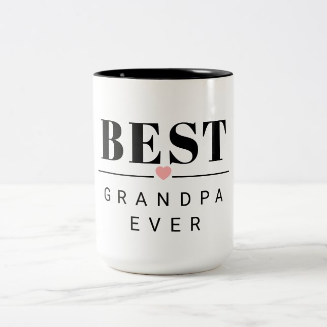 Best grandpa ever black and white Two-Tone coffee mug (Center)