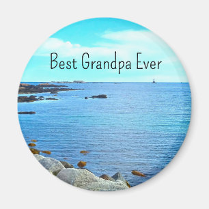 Best Grandpa Ever Blue Ocean Photo Azure Sky Magnet