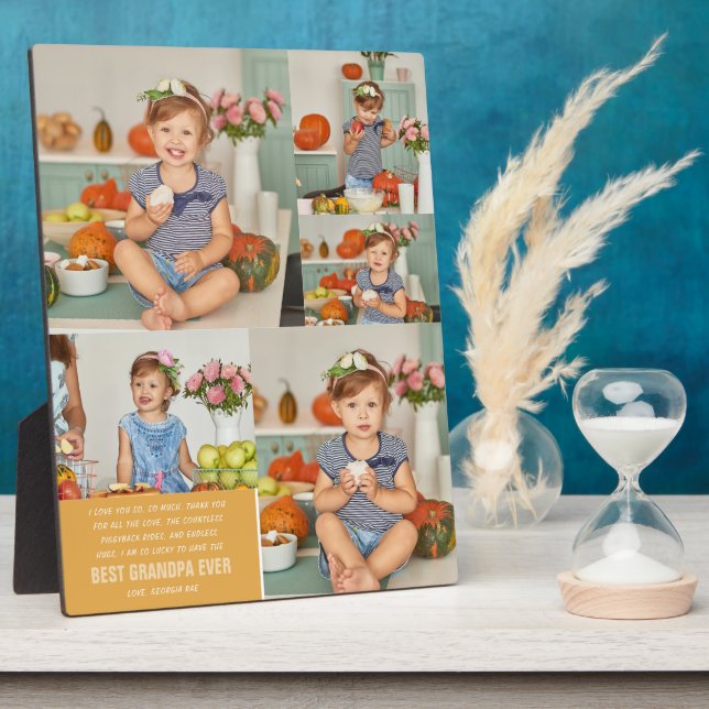 Best Grandpa Ever | Colour Block Photo Collage Plaque (Side)