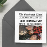 Best Grandpa Ever Custom Newspaper Headline Photo<br><div class="desc">Make Grandpa smile with this personalized greeting card styled like a vintage newspaper front page! Featuring a custom name and photo, this playful "The Grandhood Times" layout proudly proclaims him the Best Grandpa Ever – Voted #1 by His Favourite People. Perfect for birthdays, Father’s Day, or just because, this card...</div>