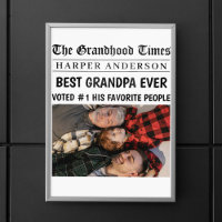 Best Grandpa Ever Custom Newspaper Headline Photo 