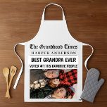 Best Grandpa Ever Custom Newspaper Photo Apron<br><div class="desc">Make Grandpa the star of the kitchen or grill with this fun, personalized newspaper-style apron! Featuring the custom headline “Best Grandpa Ever – Voted #1 By His Favourite People, ” along with his name and a special photo, this apron is both heartwarming and humourous. Perfect for Father’s Day, birthdays, BBQ...</div>