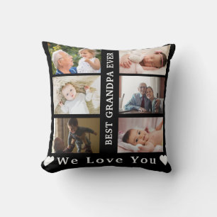 Best grandpa ever Custom Photo collage We love you Throw Pillow