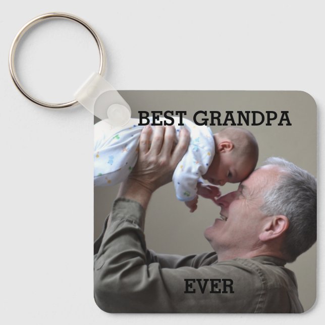 Best Grandpa Ever Custom Photo Create Your Own  Keychain (Front)