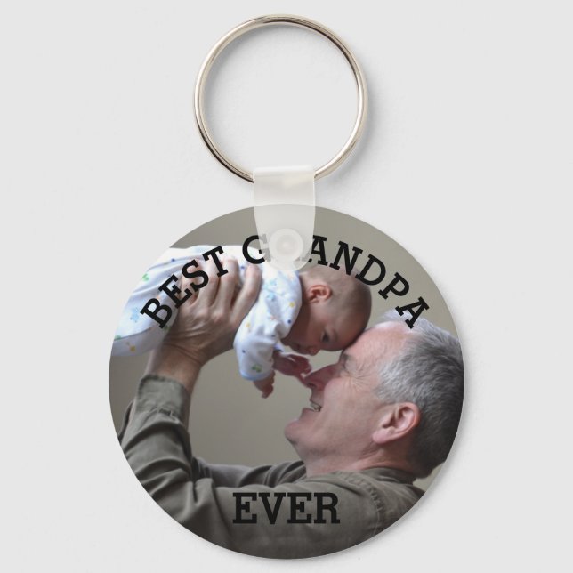Best Grandpa Ever Custom Photo Create Your Own Keychain (Front)