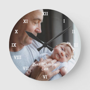 Best Grandpa Ever Custom Photo Create Your Own Pop Round Clock