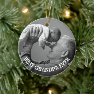 Best Grandpa Ever Custom Photo Family picture Ceramic Ornament