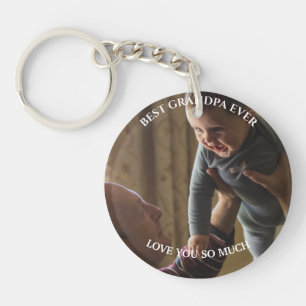 Best Grandpa Ever Custom Photo Grandchildren Love Keychain