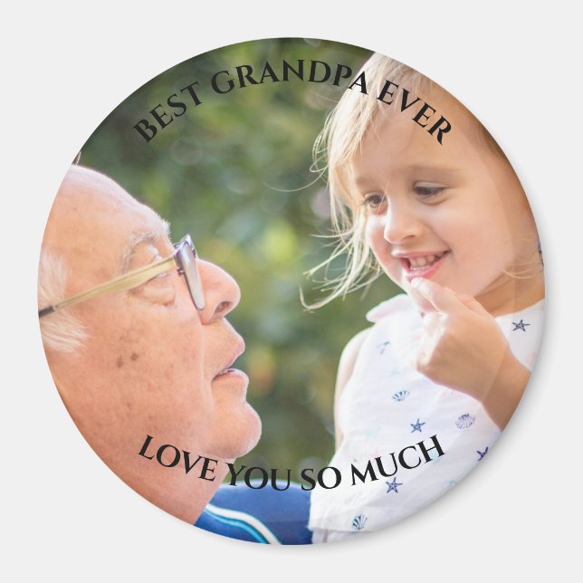 Best Grandpa Ever Custom Photo Grandchildren Love Magnet (Front)