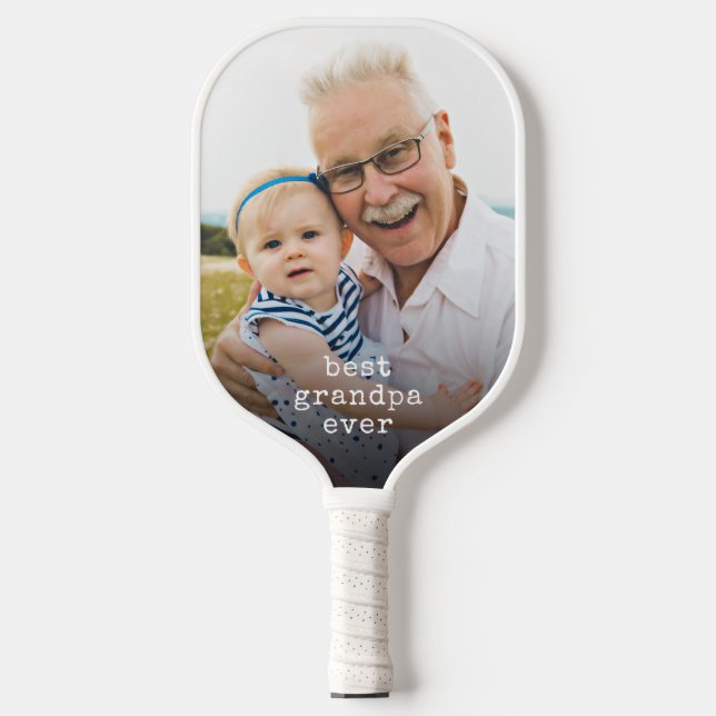 Best Grandpa Ever Custom Photo Pickleball Paddle (Front)