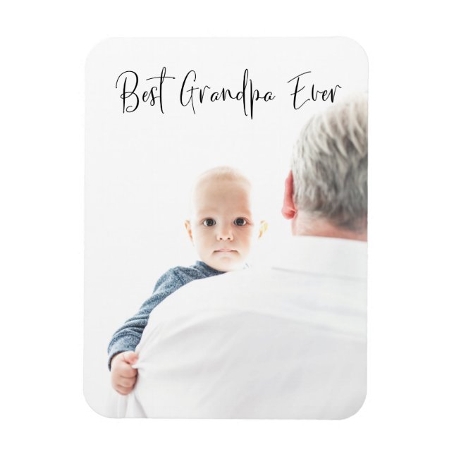 Best Grandpa Ever Custom Photo Script Modern Magnet (Vertical)