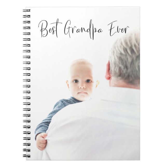 Best Grandpa Ever Custom Photo Script Modern Notebook (Front)
