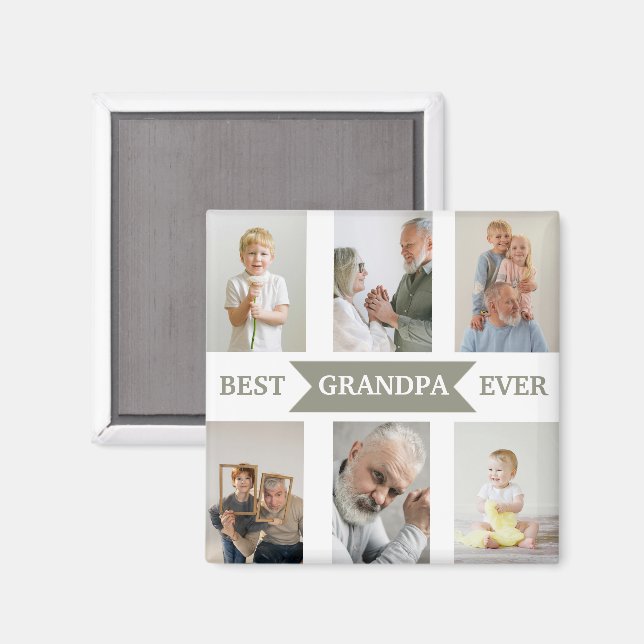 Best Grandpa Ever | Custom Photos Magnet (Recto/Verso)