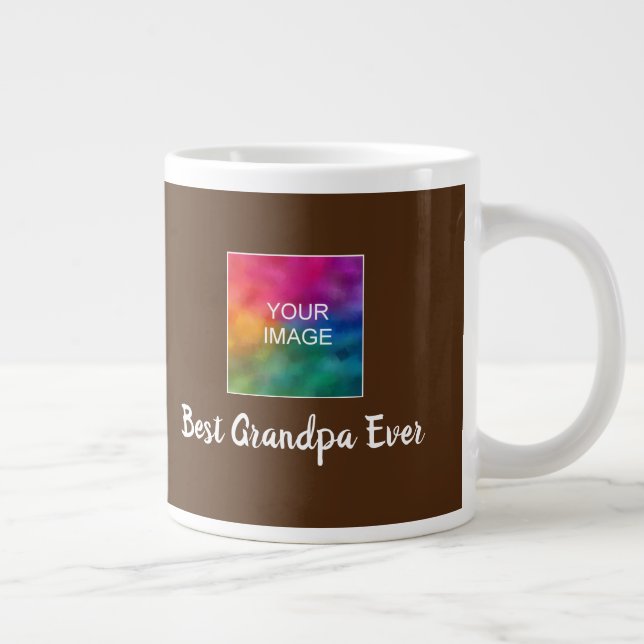 Best Grandpa Ever Custom Template Typography Brown Large Coffee Mug (Right)