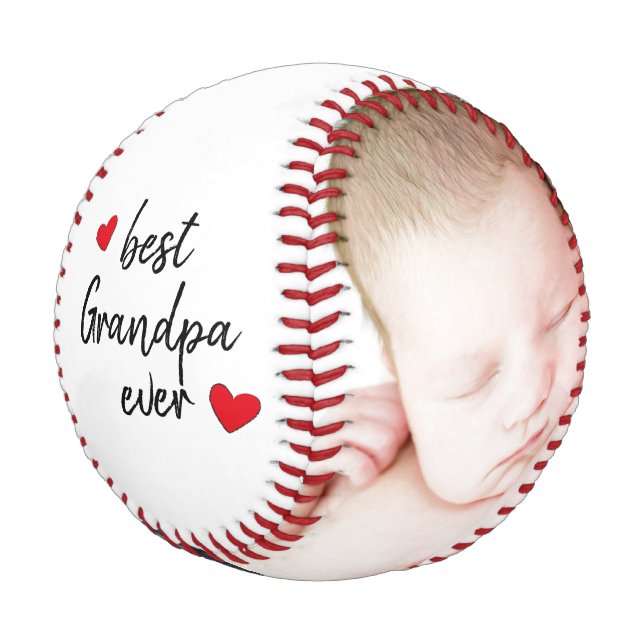 Best Grandpa Ever Cute 2 Photo  Custom  Baseball (Angled)