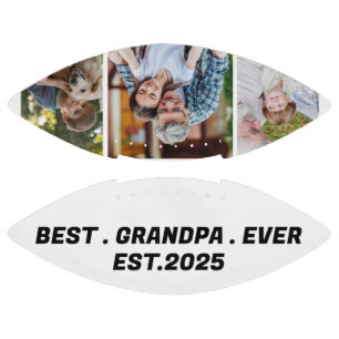 Best Grandpa Ever Est. Photos Gift New Grandpa Football