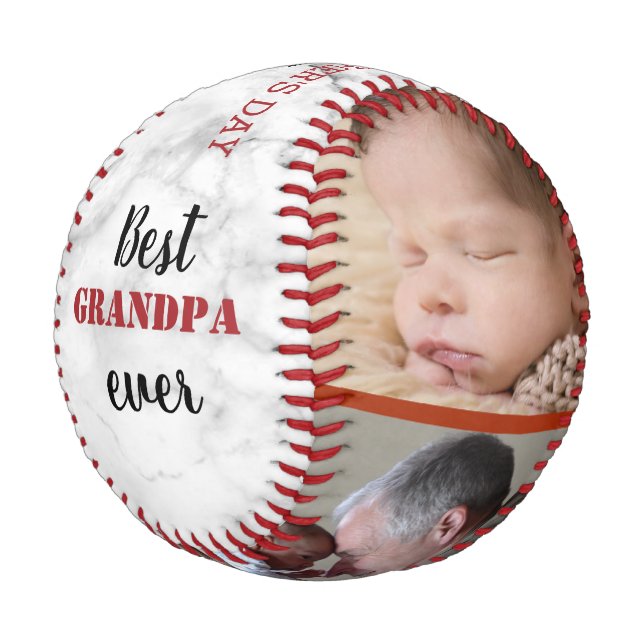 Best Grandpa Ever Father's Day 3 Photo Collage Baseball (Angled)