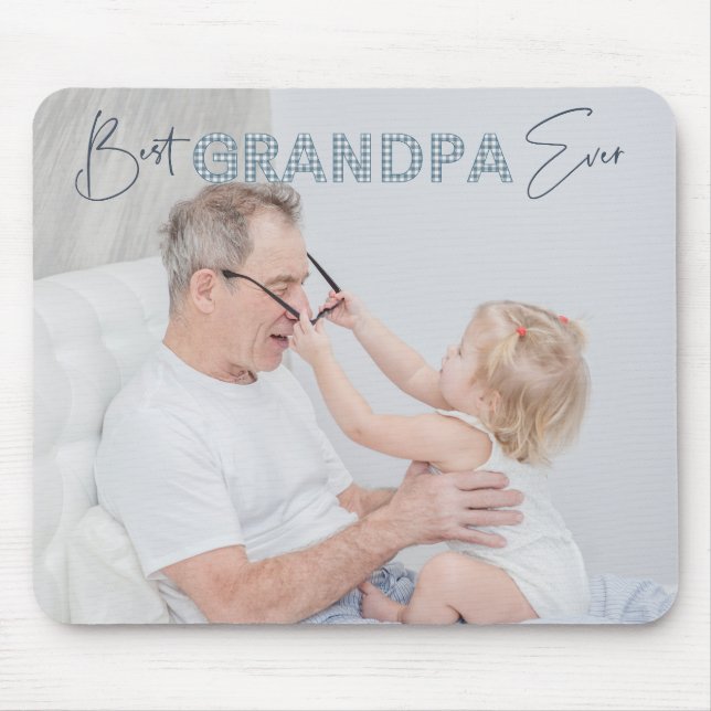 Best Grandpa Ever Father's Day Dusty Blue Photo Mouse Pad (Front)