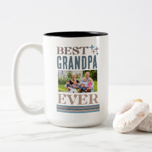 Best Grandpa Ever Father's Day Photo Collage Gift  Two-Tone Coffee Mug
