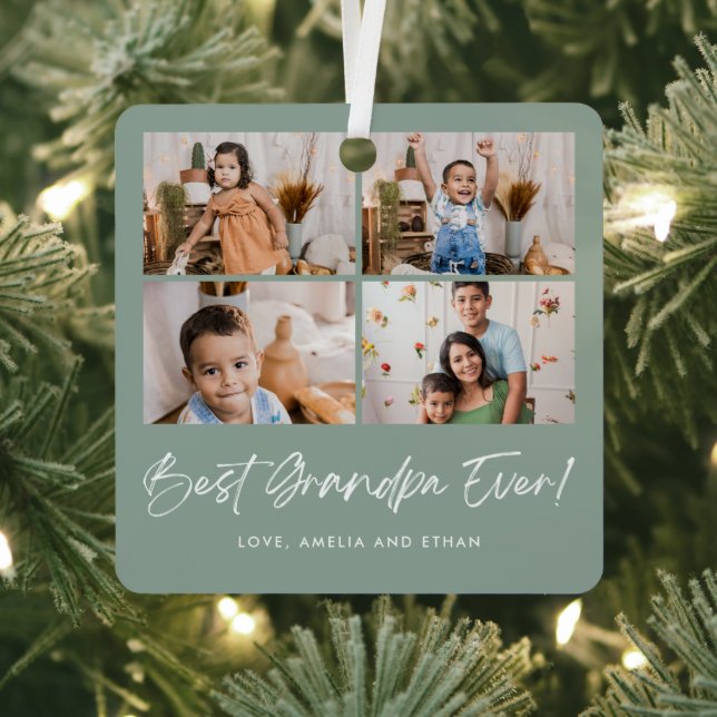 Best Grandpa Ever Four Photo Metal Ornament (Insitu)