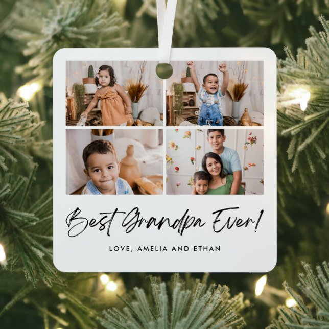 Best Grandpa Ever Four Photo Metal Ornament (Insitu)